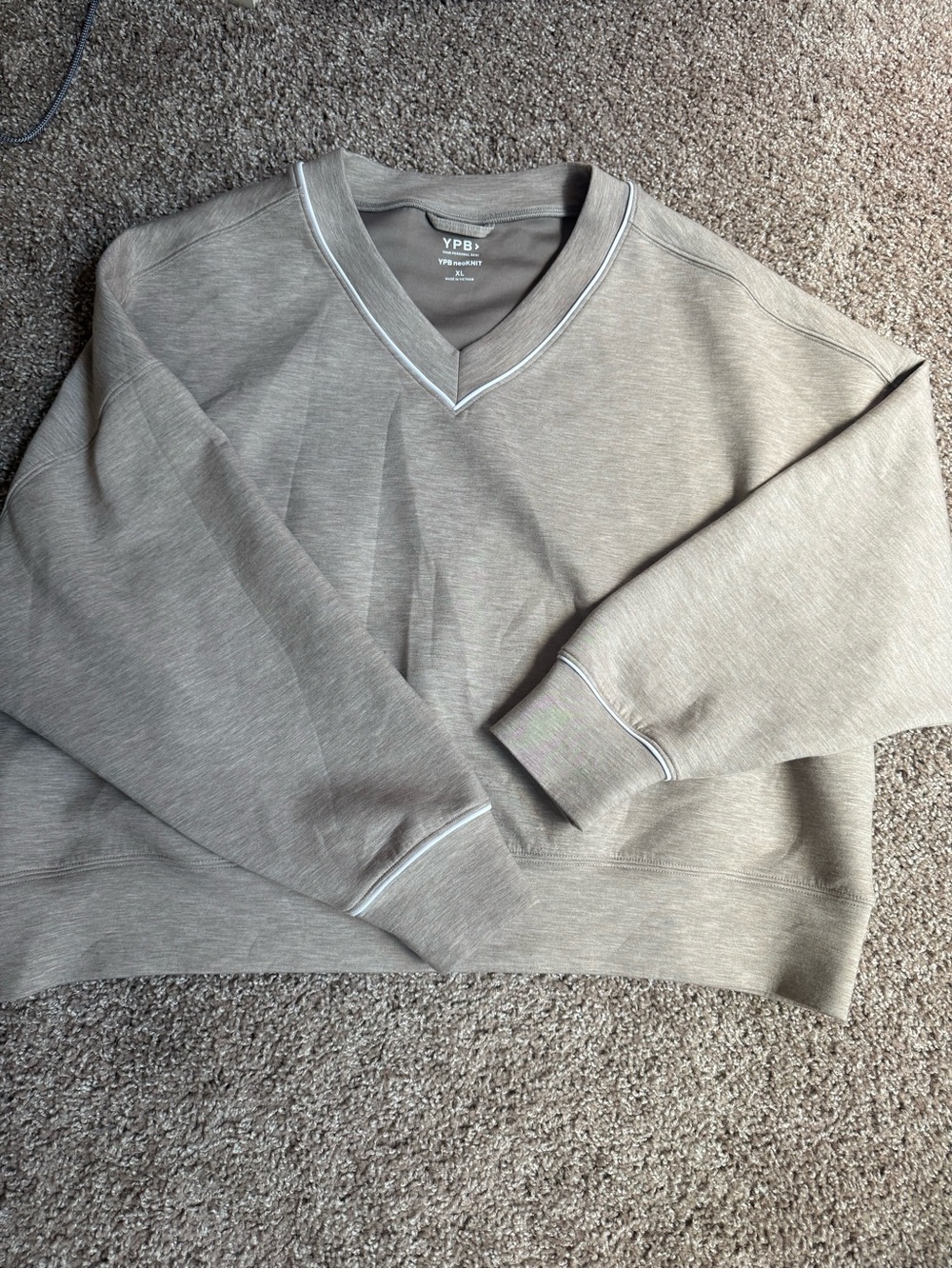 Abercrombie & Fitch YPB V-Neck Pullover Sweater - Light Taupe